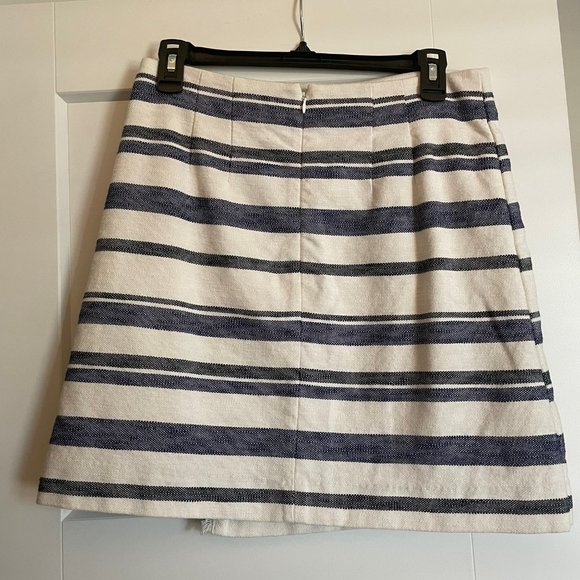 LOFT Striped Faux Wrap Skirt with Fringe Trim - Picture 4 of 7